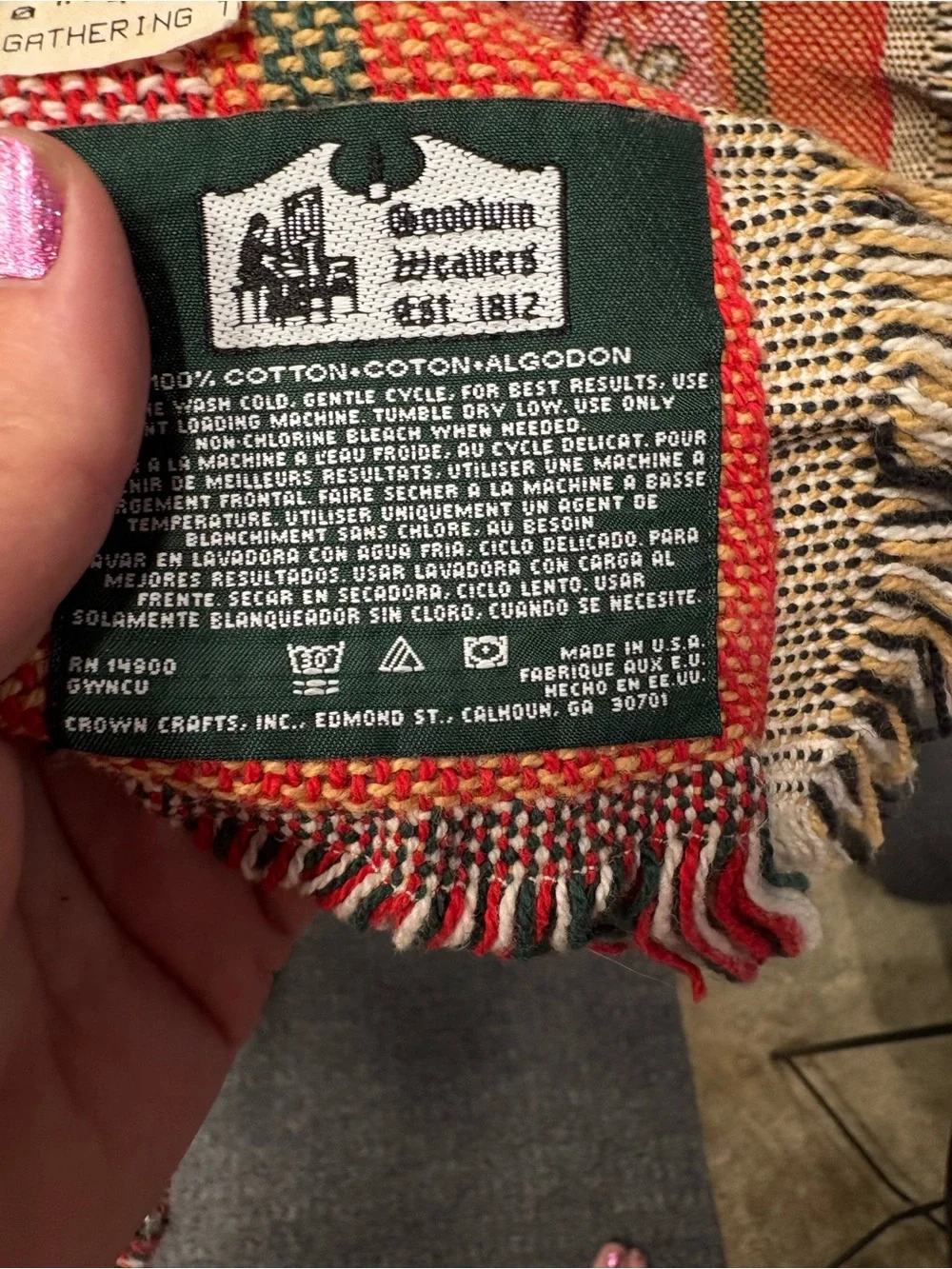 Vintage Goodwin Weavers Classic  Fruit Basket Tapestry Throw Blanket